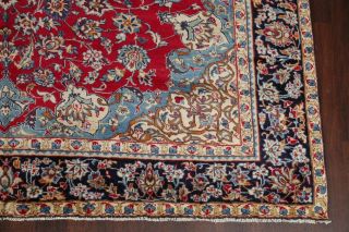 Vintage Traditional Floral Red & Light Blue Oriental Area Rug Hand - Knotted 9x13