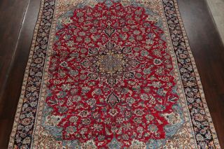 Vintage Traditional Floral RED & LIGHT BLUE Oriental Area Rug Hand - Knotted 9x13 4