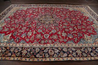 Vintage Traditional Floral RED & LIGHT BLUE Oriental Area Rug Hand - Knotted 9x13 7