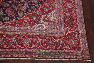 Vintage NAVY BLUE Traditional Oriental Area Rug Hand - Knotted LARGE Carpet 10x14 6