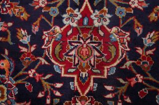 Vintage NAVY BLUE Traditional Oriental Area Rug Hand - Knotted LARGE Carpet 10x14 8