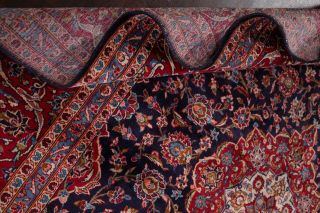 Vintage NAVY BLUE Traditional Oriental Area Rug Hand - Knotted LARGE Carpet 10x14 9