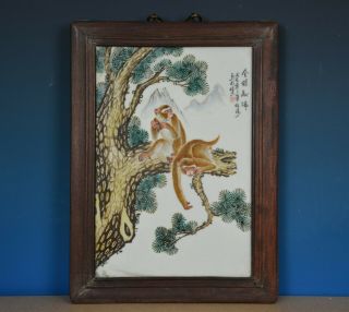 Rare Antique Chinese Porcelain Plaque Famille Rose Marked Master Bi Botao R8957