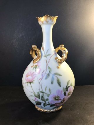 A French Porcelain Limoges Vase All Handpainted And Gilded Circa 1925