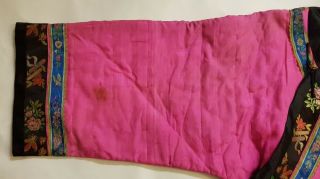 Chinese Embroidered Woman ' s Antique Pink Winter Robe,  19th C,  Rare Color 4