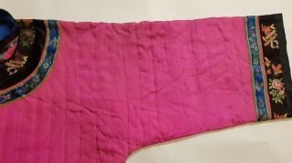 Chinese Embroidered Woman ' s Antique Pink Winter Robe,  19th C,  Rare Color 5