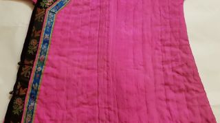 Chinese Embroidered Woman ' s Antique Pink Winter Robe,  19th C,  Rare Color 7
