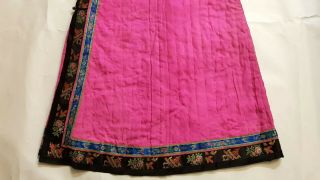 Chinese Embroidered Woman ' s Antique Pink Winter Robe,  19th C,  Rare Color 8