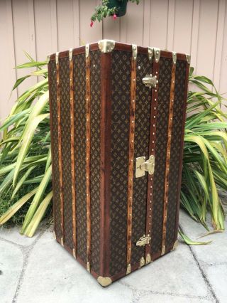 LOUIS VUITTON Antique Monogram Travel Wardrobe Steamer Trunk chest purse bag LV 3