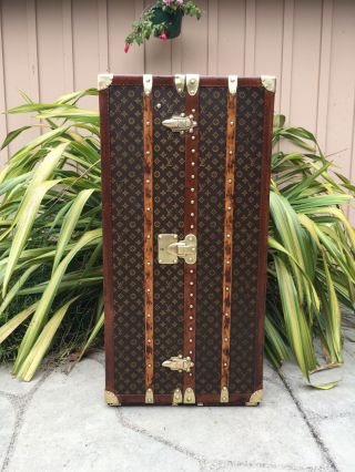 LOUIS VUITTON Antique Monogram Travel Wardrobe Steamer Trunk chest purse bag LV 4