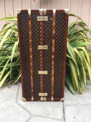 LOUIS VUITTON Antique Monogram Travel Wardrobe Steamer Trunk chest purse bag LV 9