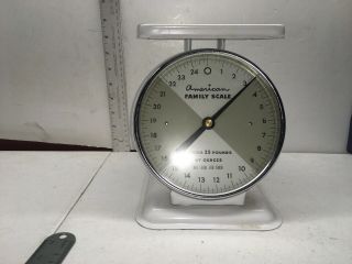 American Family Antique Scale Kitchen Weight 25lbs Ounces Glass Front Rare Old