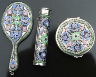 Antique Imperial Russian Silver Cloisonne lipstick Holder 84 Imperial Russian 2