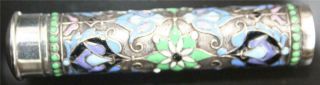 Antique Imperial Russian Silver Cloisonne lipstick Holder 84 Imperial Russian 5
