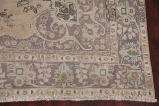 Antique 9x12 Muted Distressed Oriental Area Rug Peach Hand - Knotted Geometric
