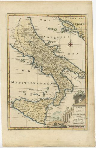 A & Accurate Map Of The Kingdoms Of Naples & Sicily - Bowen (1747)