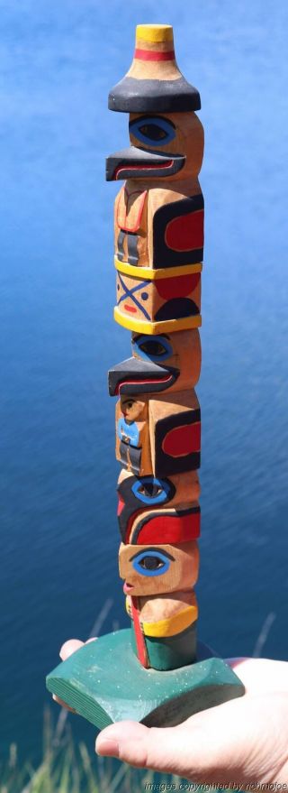 FINE OLD NORTHWEST COAST TLINGIT INDIAN CEDAR TOTEM c1920 NR 11