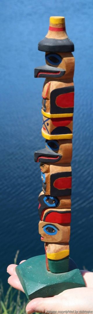 FINE OLD NORTHWEST COAST TLINGIT INDIAN CEDAR TOTEM c1920 NR 12