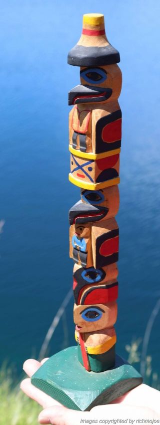 Fine Old Northwest Coast Tlingit Indian Cedar Totem C1920 Nr