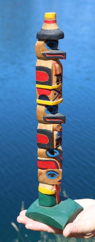 FINE OLD NORTHWEST COAST TLINGIT INDIAN CEDAR TOTEM c1920 NR 4