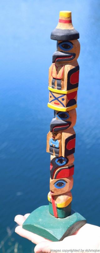 FINE OLD NORTHWEST COAST TLINGIT INDIAN CEDAR TOTEM c1920 NR 5