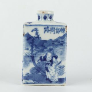 Antique Chinese Blue and White Porcelain Snuff Bottle no Cover 2