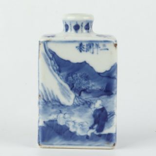 Antique Chinese Blue and White Porcelain Snuff Bottle no Cover 4