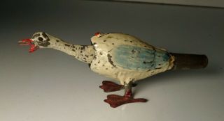 Vintage Tin Litho Penny Toy Goose Whistle W/ Moving / Nodding Neck