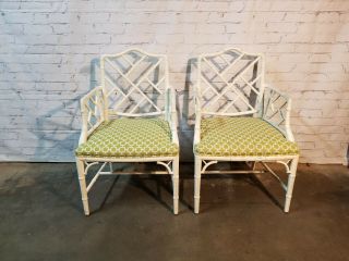 Chippendale Faux Bamboo Dining Chairs,  lacquered wood Chinese Chippendale 5
