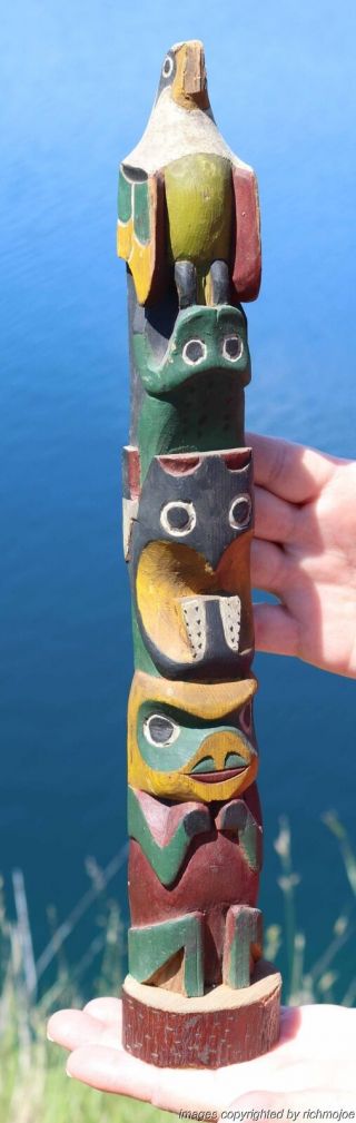 Fine Old Northwest Coast Nuu - Chah - Nulth Nootka Indian Cedar Totem C1910