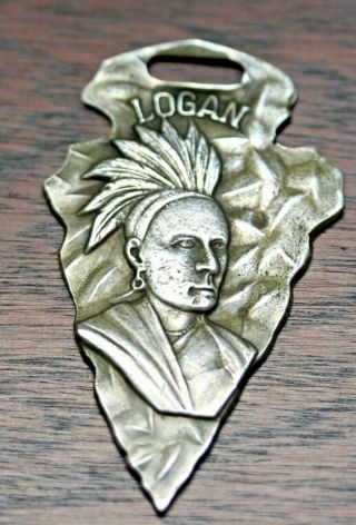 Antique Sterling Silver Watch Fob With Logan Native American Chief