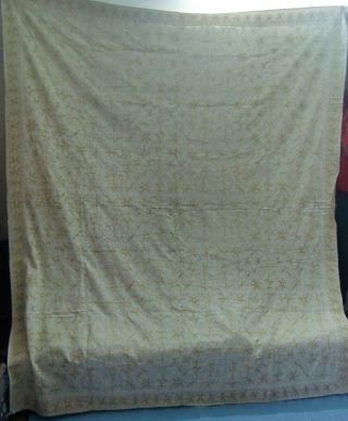 HANDMADE GOLDEN THREAD HAND EMBROIDERY INDIAN VINTAGE TAPESTRY THROW WALL ART 10