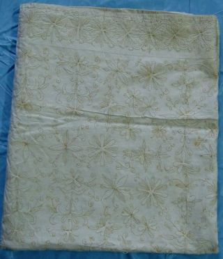 HANDMADE GOLDEN THREAD HAND EMBROIDERY INDIAN VINTAGE TAPESTRY THROW WALL ART 3