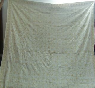 HANDMADE GOLDEN THREAD HAND EMBROIDERY INDIAN VINTAGE TAPESTRY THROW WALL ART 7