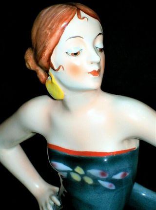 Antique German Art Deco Goldscheider Qty Lady Flamenco Dancer Porcelain Figurine