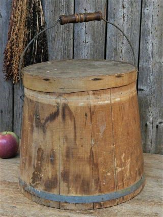 AAFA Antique Early Advertising Keystone Wood Bucket Firkin Mince Meat 6