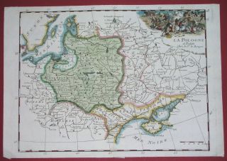 1748 Unusual Map Poland Lithuania Ukraine Belarus Warsaw Vilnius Lwow