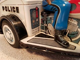 NOMURA TIN TOY,  Patrol Auto - Tricycle 1950s Japan 7