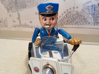 NOMURA TIN TOY,  Patrol Auto - Tricycle 1950s Japan 8