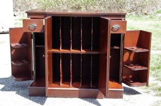 Antique Federal Style Inlaid Flame Mahogany Liquor Mini Bar Record Cabinet 4