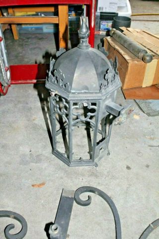 3 Vintage Metal Ornate Church Lights Lamps Lanterns Gothic Architecture 4