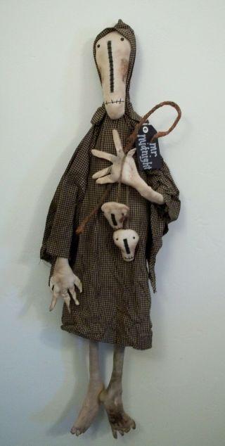 Primitive Grungy Mr Midnight Grim Reaper Halloween Doll 5