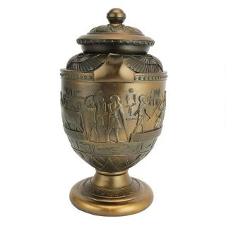 Ancient Egyptian funerary vessel Apis Adorned w/ Ur - Uatchti Sacred Urn Decor 4