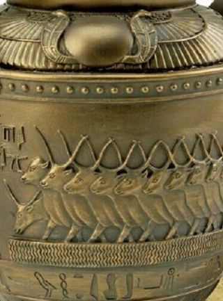 Ancient Egyptian funerary vessel Apis Adorned w/ Ur - Uatchti Sacred Urn Decor 6