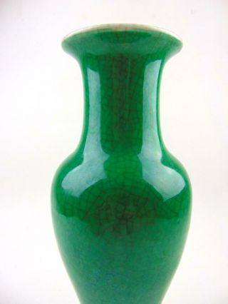 Chinese Apple - green Ge Glazed Kuanyin Vase,  Large 28cm,  19th C 11