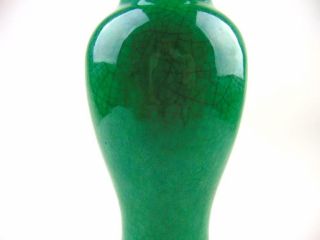 Chinese Apple - green Ge Glazed Kuanyin Vase,  Large 28cm,  19th C 9