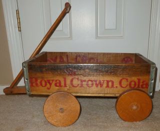 ANTIQUE ROYAL CROWN COLA CRATE MADE INTO RUSTIC WAGON GREAT FOR DOLLS/FALL 5