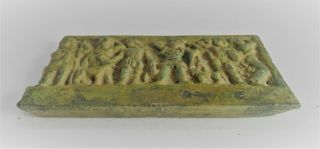 IMPORTANT ANCIENT ROMAN BRONZE RELIEF PANEL WITH FAMILY SCENE 200 - 300AD 3