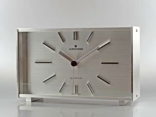 Retro Clock 01 - German Junghans Desk Mid - Century Modernist Panton Era Silver