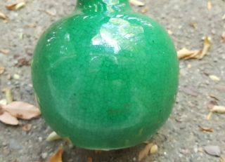Chinese Apple - green Glazed Ge Globular Vase,  Large 20cm,  19th C,  China Mark 11